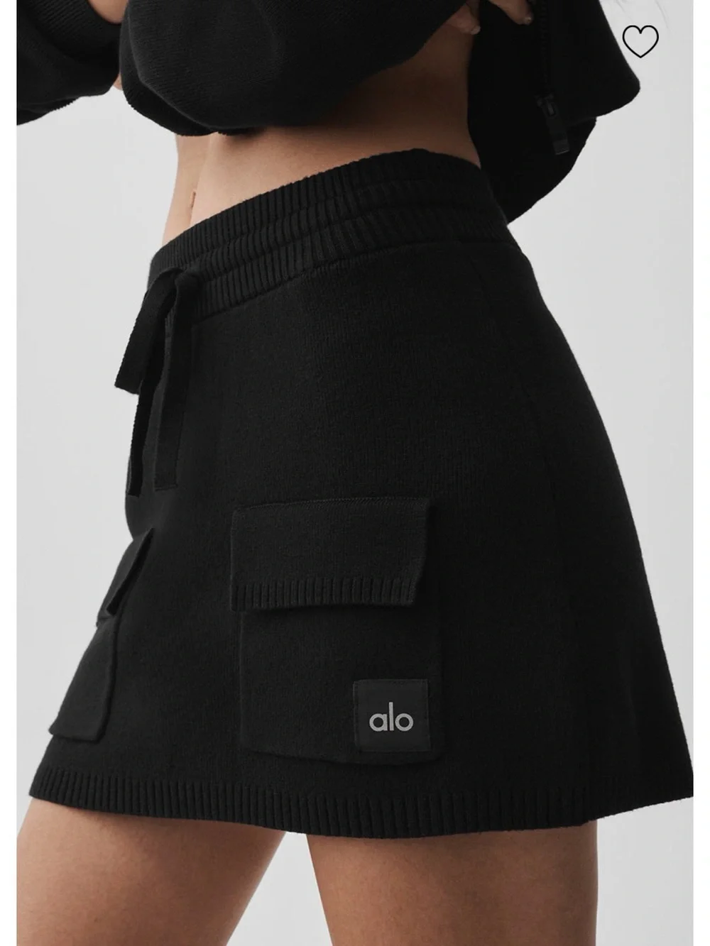 ALO Yoga Black Scholar Knit Cargo Skirt - Black Medium